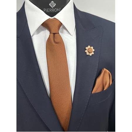 Taba Kravat Mendil Yaka Çiçeği Kombin Set