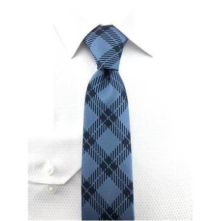 Mavi Lacivert Ekose Desen Kravat