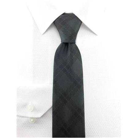 Antrasit Siyah Ekose Desen Kravat