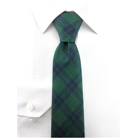 Yeşil Lacivert Ekose Desen Kravat