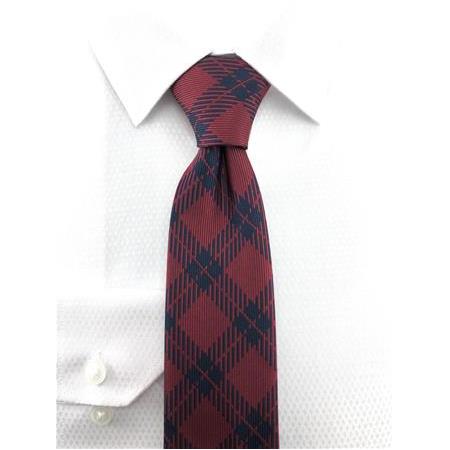 Bordo Lacivert Ekose Desen Kravat
