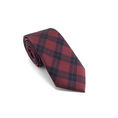 Bordo Lacivert Ekose Desen Kravat