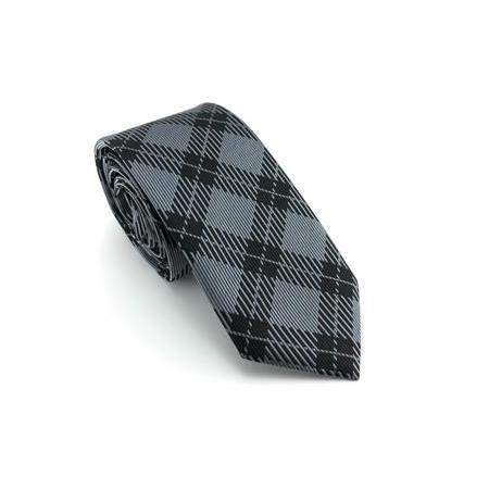 Siyah Gri Ekose Desen Kravat