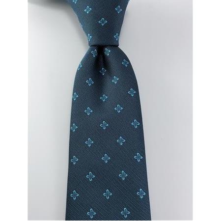 Turkuaz Mavi Desenli Kravat