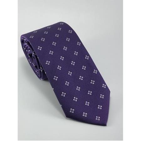 Mor Beyaz Desenli Kravat