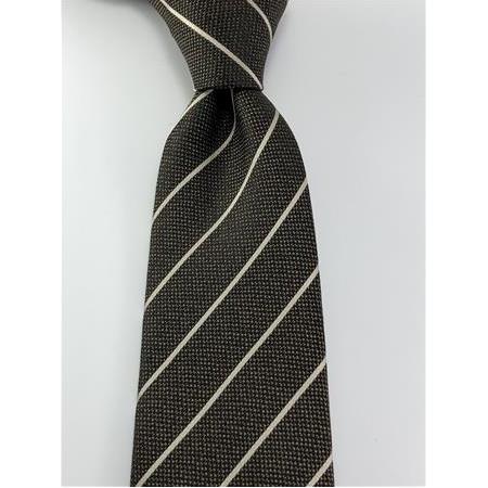 Kahve Krem Çizgili Kravat