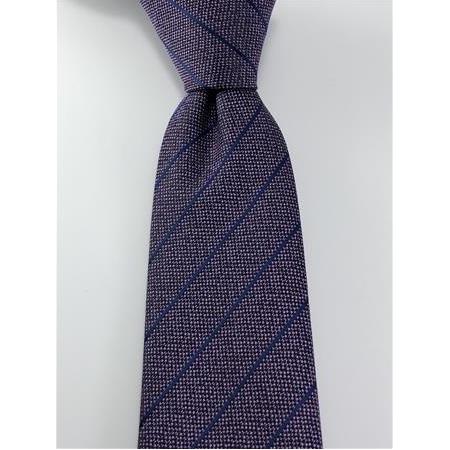 Mor Lacivert Çizgili Kravat