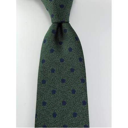 Yeşil Melanj Lacivert Puantiyeli Kravat