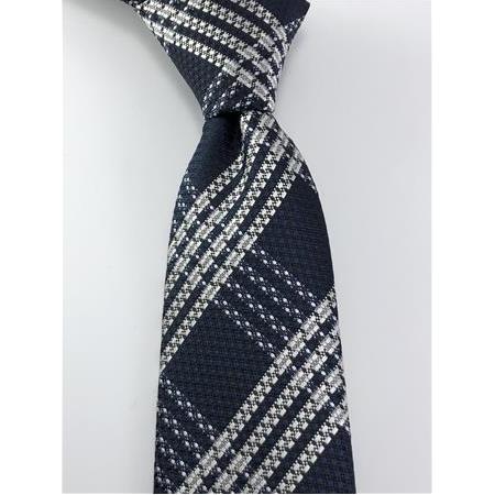 Lacivert Beyaz Ekose Kravat