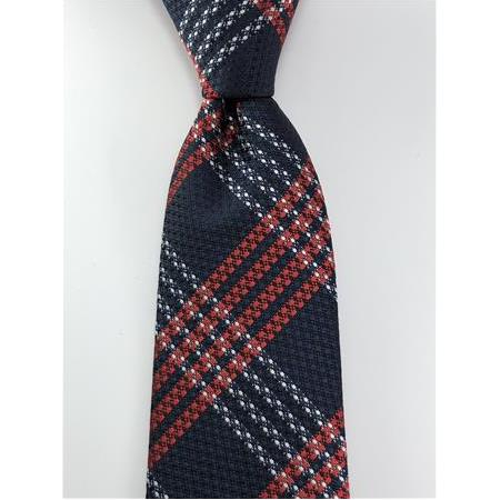 Lacivert Kırmızı Ekose Kravat