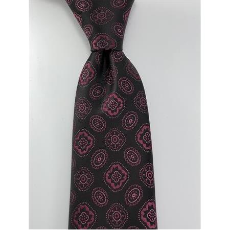 Siyah Fuşya Desenli Kravat