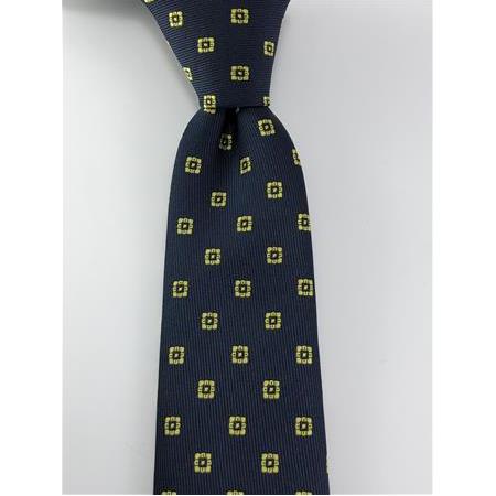 Sarı Lacivert Desenli Kravat