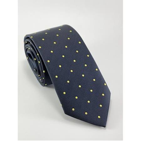 Sarı Lacivert Puantiyeli Kravat