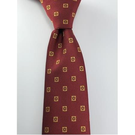 Sarı Kırmızı Desenli Kravat