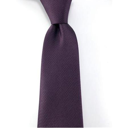 Mürdüm Düz Oxford Desen Mendilli Kravat