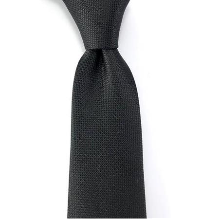 Siyah Düz Oxford Desen Mendilli Kravat