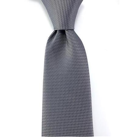 Gri Düz Oxford Desen Mendilli Kravat