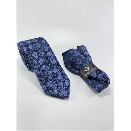 Lacivert Mavi Desenli Kravat P0013