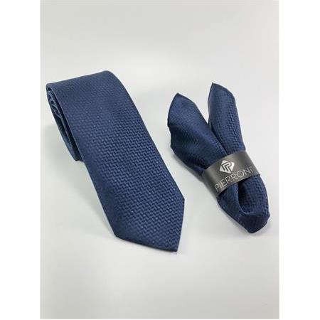 Lacivert Nokta Desen Mendilli Kravat