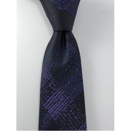 Siyah Mor Gölge Desen Mendilli Kravat