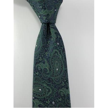 Yeşil Şal Desen Mendilli Kravat