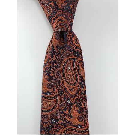 Oranj Şal Desen Mendilli Kravat