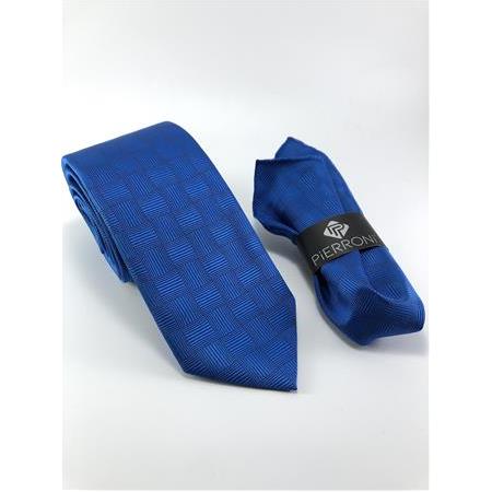 Saks Kare Desen Mendilli Kravat