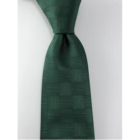 Yeşil Kare Desen Mendilli Kravat