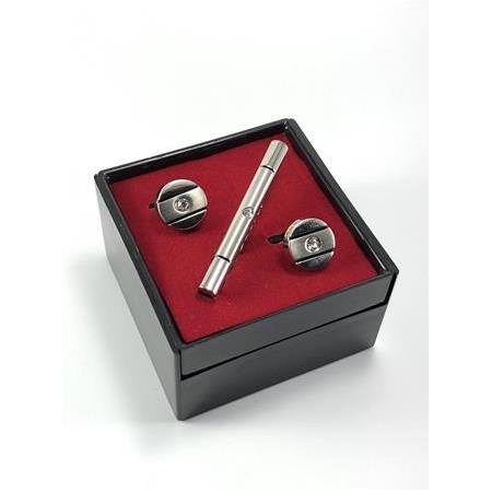 Taşlı Kol Düğmesi Kravat İğnesi SET P1206
