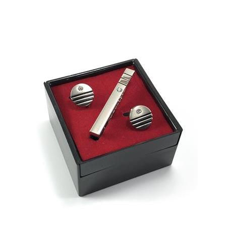 Taşlı Kol Düğmesi Kravat İğnesi SET P1207