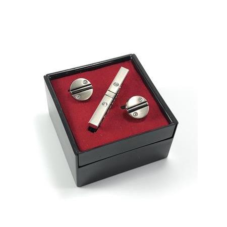 Taşlı Kol Düğmesi Kravat İğnesi SET P1210