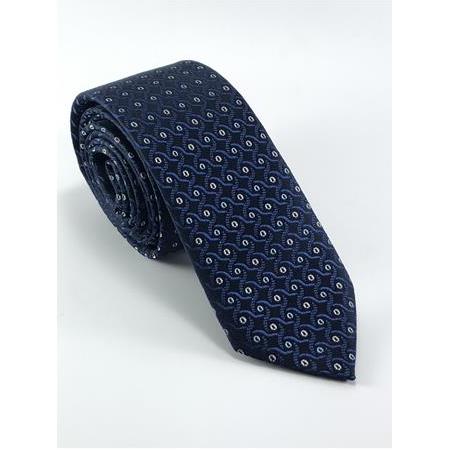 Lacivert Beyaz Desenli Slim Kravat