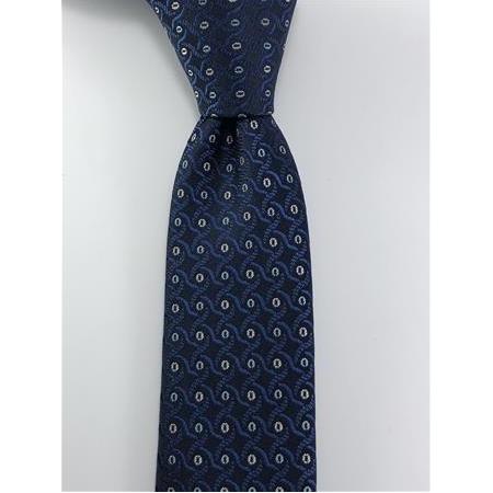 Lacivert Beyaz Desenli Slim Kravat