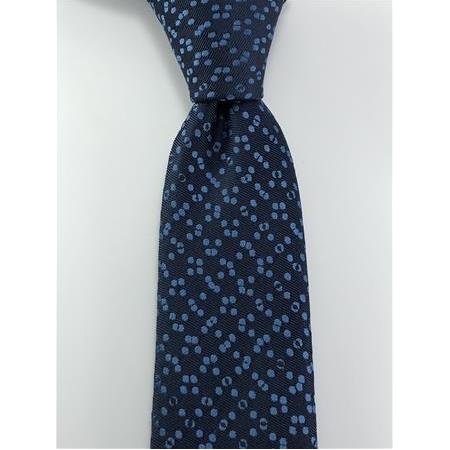 Lacivert Saks Desenli Slim Kravat