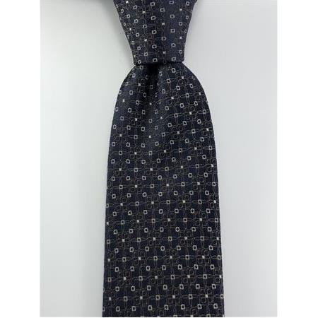Lacivert Kahve Desenli Slim Kravat