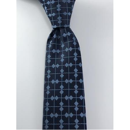 Lacivert Mavi Desenli Slim Kravat P0162