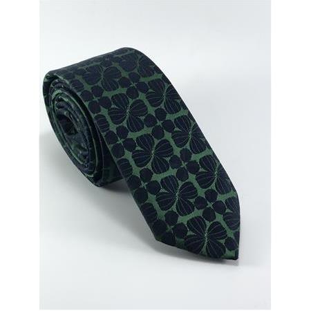 Yeşil Lacivert Desenli Slim Kravat