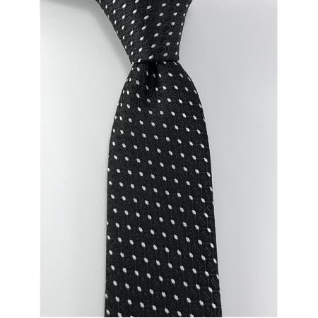 Siyah Beyaz Nokta Desenli Slim Kravat