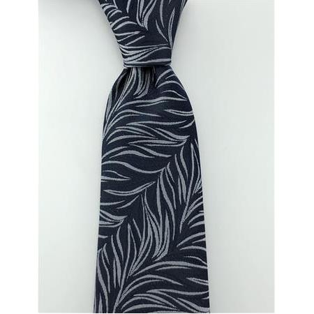 Lacivert Gri Desenli Mendilli Kravat