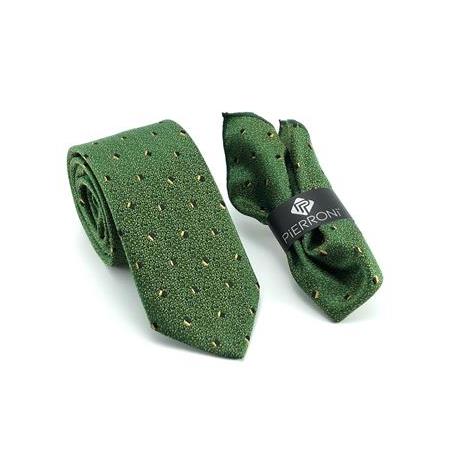 Yeşil Desenli Mendilli Kravat