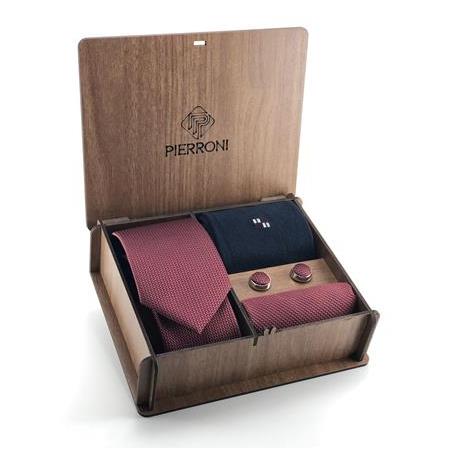 Bordo Kravat Mendil Kol Düğmesi Çorap Özel Set