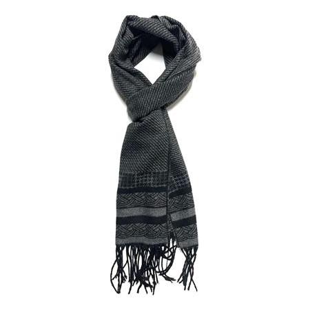 Siyah Gri Çizgi Desenli Atkı Kaşkol