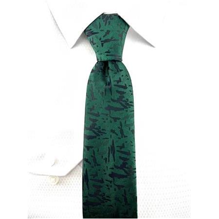 Yeşil Siyah Desenli Kravat