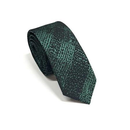 Siyah Yeşil Gölge Desenli Slim Kravat