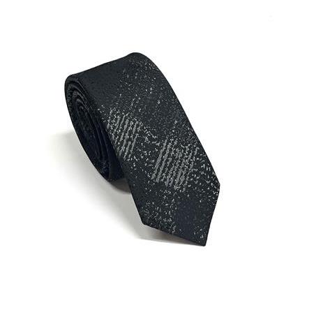 Siyah Antrasit Gölge Desenli Slim Kravat