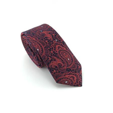 Kırmızı Şal Desen Slim Kravat