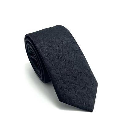Siyah Desenli Slim Kravat P0405