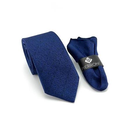 Açık Lacivert Siyah Noktalı Mendilli Kravat