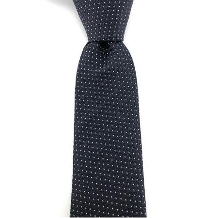 Koyu Lacivert Beyaz Noktalı Slim Kravat