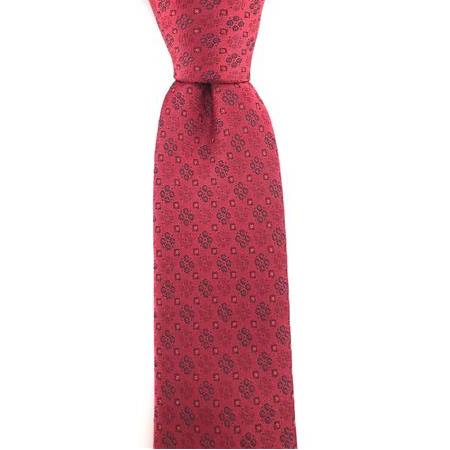 Kırmızı Bordo Desenli Slim Kravat